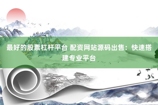 最好的股票杠杆平台 配资网站源码出售：快速搭建专业平台
