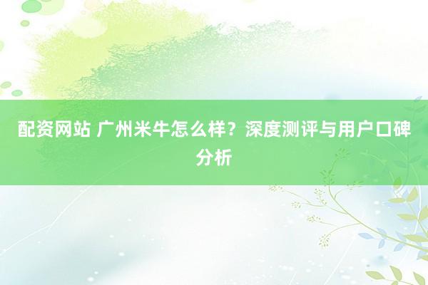 配资网站 广州米牛怎么样？深度测评与用户口碑分析