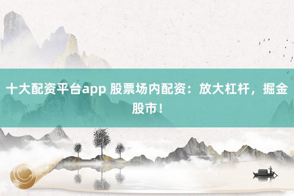 十大配资平台app 股票场内配资:放大杠杆,掘金股市!