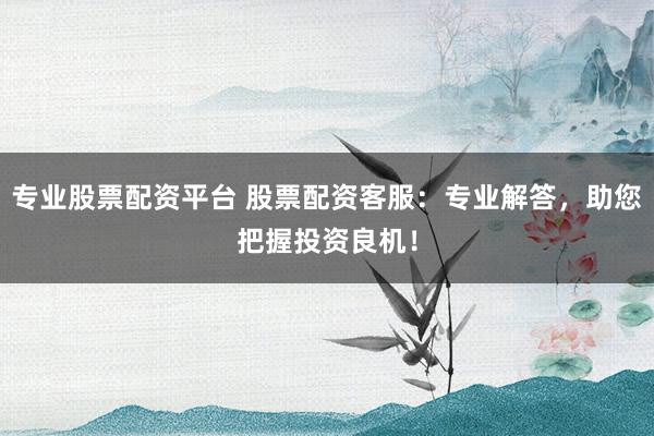 专业股票配资平台 股票配资客服：专业解答，助您把握投资良机！