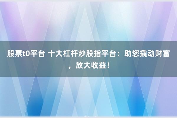 股票t0平台 十大杠杆炒股指平台：助您撬动财富，放大收益！