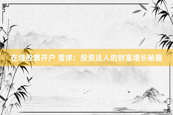 在线股票开户 雪球：投资达人的财富增长秘籍