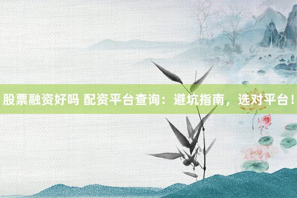 股票融资好吗 配资平台查询：避坑指南，选对平台！