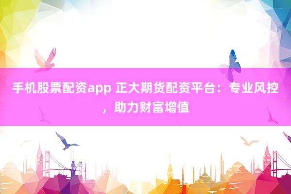 手机股票配资app 正大期货配资平台：专业风控，助力财富增值